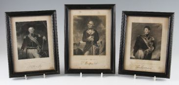 3x Military Officers Engravings to include Sir Thomas Masterman Hardy, Rear Admiral Richard
