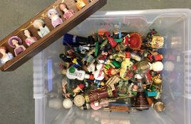 Box of Assorted Figures and Curio's including Borjois Rosette Brune, Chinese miniature bottles of