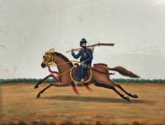 Company School Watercolour Of An Indian Sikh Akali Horseman, c.1830 - A finely executed hand painted