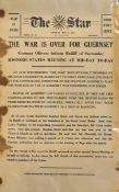 Poster German Occupied Guernsey Announcing The War Is Over - 8th May 1945. Hurriedly printed by 