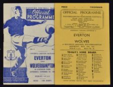 1946/47 Wolverhampton Wanderers v Everton home Football Programme and away programme at Goodison