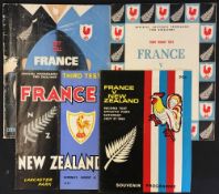 4x New Zealand v France rugby test programmes from the 1960's - incl 2x 1961 1st and 3rd tests, 1968
