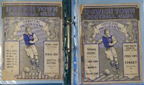 First league season 1938/39 Ipswich Town home programmes v Bristol Rovers, Street (FAC), Southend