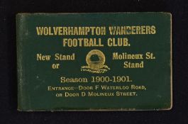 Very scarce 1900/1901 Wolverhampton Wanderers season ticket complete with fixture lists, 5 match
