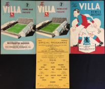 Wolverhampton Wanderers reserve Football programmes v Aston Villa 1947/48 (home), 1948/49 (away +