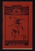 1937/38 Arsenal v Wolverhampton Wanderers Division 1 Football programme. Has rusty staples, o/w