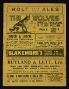 Pre-war 1931/32 Championship season Wolverhampton Wanderers v Port Vale Football Programme - Div.
