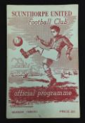 1950/51 Scunthorpe United v Shrewsbury Town football programme the first match for both teams in