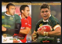 2008 Wales in South Africa Rugby tour test programmes - at Bloemfontein and Pretoria (2)