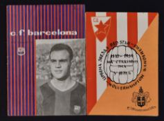 1959/60 European Cup Wolverhampton Wanderers away Football programmes v Red Star, Barcelona.