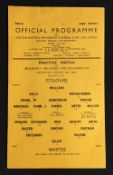 1948/49 Wolverhampton Wanderers practice match Colours v Whites football programme single sheet