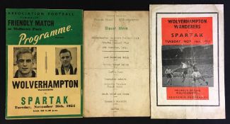 1954 Wolverhampton Wanderers v Spartak Moscow souvenir programme by Peachy, souvenir programme by