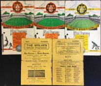 Wolverhampton Wanderers reserve home Football programmes v Bury 1945/46 (+ Charlton Athletic 1st