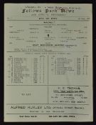 1943/44 War league north Walsall v West Bromwich Albion Football Programme 1st April 1944 single