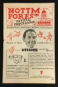 1953/54 Nottingham Forest Youth v Wolverhampton Wanderers Youth FA Youth Cup football programme