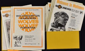 1969/70 Wolverhampton Wanderers home football programmes including Kilmarnock (F), Lazio (Anglo-
