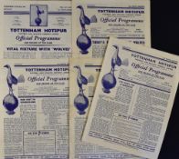 Wolverhampton Wanderers away Football programmes at Tottenham Hotspur 1950/51, 1951/52, 1952/53,