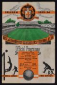 1953/54 Champions season Wolverhampton Wanderers v Chelsea Football Programme, the game ended up 8-1