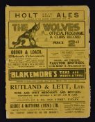 1931/32 Wolverhampton Wanderers (Champions) v Port Vale football programme Division 2 match dated 23