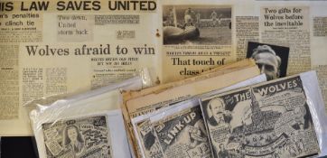 Wolverhampton Wanderers scrapbook covering the period 1960's onwards; full of newspaper match