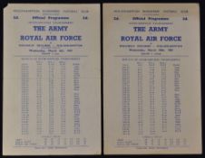 At Molineux, 1956 The Army v Royal Air Force 28 March 1956, single sheet for inter-services match