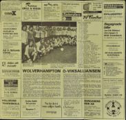 Scarce friendly Football Programme 1974/75 O-Viksalliansen v Wolverhampton Wanderers 27 July, fold