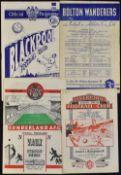 1953/54 Champions season Wolverhampton Wanderers away Football Programmes at Sunderland, Bolton