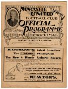 Pre-War 1909/10 Newcastle United v Renton North Eastern League Football Programme scarce issue. Good