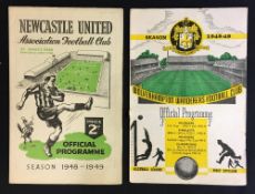 1948/49 Wolverhampton Wanderers v Newcastle United Division 1 Football Programme and away at