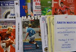 Wolverhampton Wanderers away Football Programmes friendlies/tournament issues to include 1991