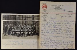 1952 Philadelphia Nationals letter to Manchester United fan dated 8 March 1952, full letter