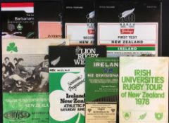 Ireland Related Rugby Tour programmes to New Zealand (7) - incl v New Zealand '76, 3x '92 (1st & 2nd