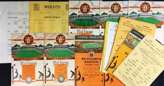 Wolverhampton Wanderers home reserve football programmes v Sheffield Wednesday 1951/52, 1953/54,