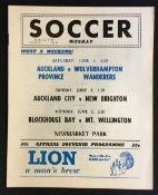 1972 New Zealand tour match Auckland Province v Wolverhampton Wanderers Football Programme dated