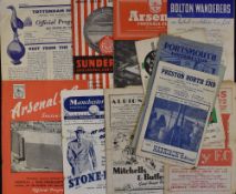 Selection of Wolverhampton Wanderers away Football programmes to include 1948/49 Preston NE,