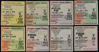 1970's FA Cup Final tickets at Wembley to include 71, 72, 74, 75, 76, 77, 78 & 79 Fair-Good. (8)