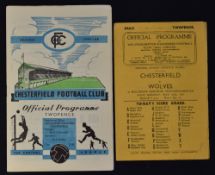 1946/47 Wolverhampton Wanderers reserves v Chesterfield Football Programme dated 26 May 1947, 1949/