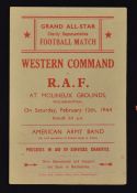 1944 Western Command v RAF at Molineux 12 February 1944 proceeds to services charities Football