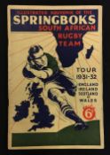 1931-32 South Africa Springboks Rugby tour to UK souvenir book in the original pictorial