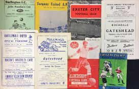 1959/60 Gateshead (final league season) away Football programmes v Millwall, Aldershot,