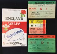 2x 1937 England Five Nations Grand Slam Rugby Tickets and later signed programme - v Wales and v