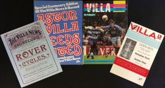 1989/90 Aston Villa v Derby County Div 1 Football Programme (hand signed in marker pen by Ormonroyd,