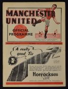 Pre-war 1938/39 Manchester United v Preston North End Football Programme dated 4 February 1939 at