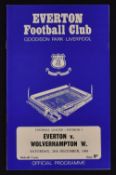 1968/69 Postponed football programme Everton v Wolverhampton Wanderers dated 28 December 1968 (match
