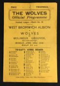 1945/46 Wolverhampton Wanderers v West Bromwich Albion war league dated 22 April 1946. Fair-Good.