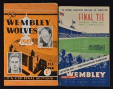 1949 FA Cup Football programme Wolverhampton Wanderers v Leicester City at Wembley. 1949 Wembley,