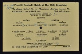 Scarce 1952/53 Manchester United v Manchester Amateur League XI football programme single sheet '