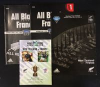 3x New Zealand v France rugby test programmes from 2000's - incl 2001 (Wellington & Auckland) and in