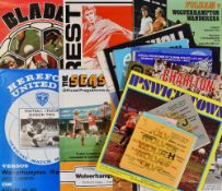 1976/77 Wolverhampton Wanderers away Football Programmes (20) plus home match tickets to include