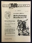 1971/72 UEFA Football programme Carl Zeiss Jena v Wolverhampton Wanderers dated 24 November 1971,